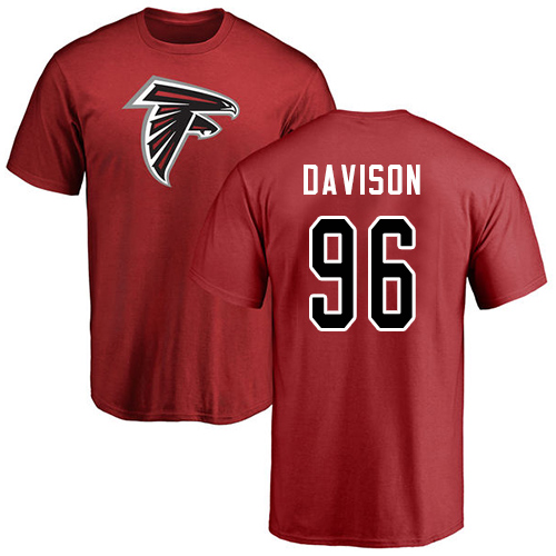 Atlanta Falcons Men Red Tyeler Davison Name And Number Logo NFL Football #96 T Shirt->nfl t-shirts->Sports Accessory